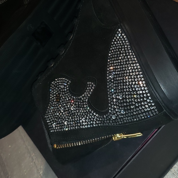 Beverly Feldman NEW Designer Sneakers High-Top Rhinestones Black Suede Women's - Picture 11 of 16